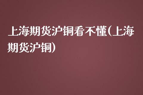 上海期货沪铜看不懂(上海期货沪铜)_https://www.zztgc.com_期货行情_第1张