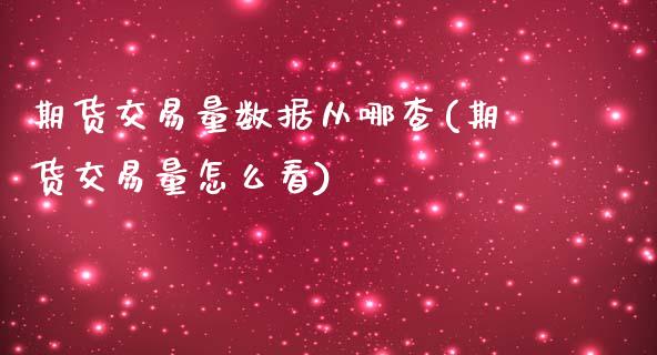 期货交易量数据从哪查(期货交易量怎么看)_https://www.zztgc.com_期货入门_第1张