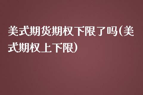 美式期货期权下限了吗(美式期权上下限)_https://www.zztgc.com_期货行情_第1张