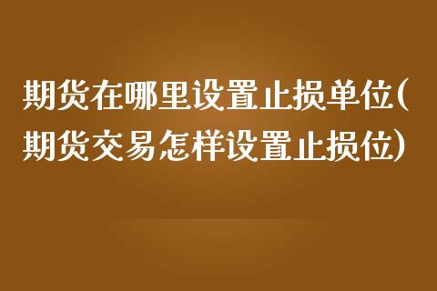 期货在哪里设置止损单位(期货交易怎样设置止损位)_https://www.zztgc.com_期货行情_第1张