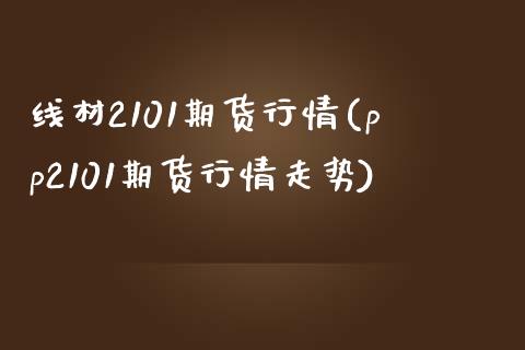 线材2101期货行情(pp2101期货行情走势)_https://www.zztgc.com_期货行情_第1张