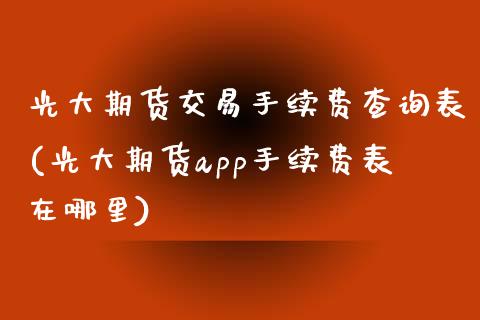 光大期货交易手续费查询表(光大期货app手续费表在哪里)_https://www.zztgc.com_期货直播_第1张