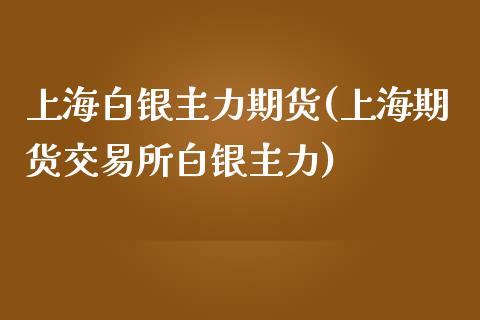 上海白银主力期货(上海期货交易所白银主力)_https://www.zztgc.com_期货入门_第1张