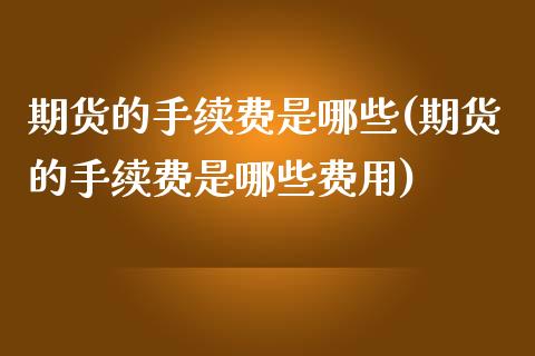 期货的手续费是哪些(期货的手续费是哪些费用)_https://www.zztgc.com_期货行情_第1张