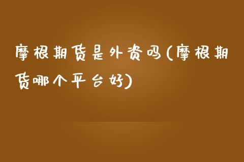 摩根期货是外资吗(摩根期货哪个平台好)_https://www.zztgc.com_期货直播_第1张