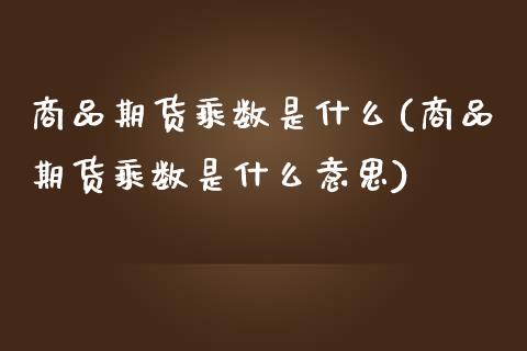 商品期货乘数是什么(商品期货乘数是什么意思)_期货入门_第1张_珍投期货网 商品期货乘数是什么(商品期货乘数是什么意思)_https://www.zztgc.com_期货入门_第1张