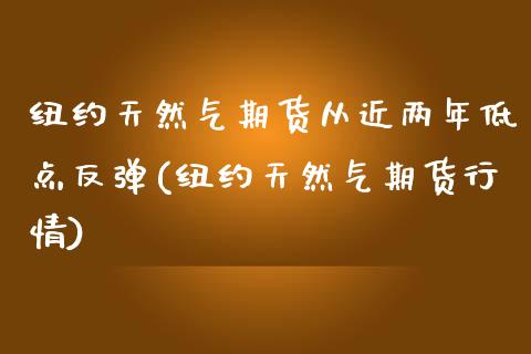 纽约天然气期货从近两年低点反弹(纽约天然气期货行情)_https://www.zztgc.com_原油期货_第1张