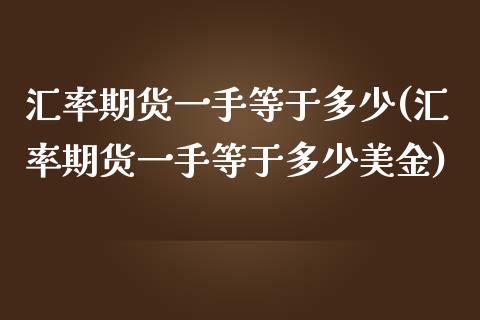 汇率期货一手等于多少(汇率期货一手等于多少美金)_https://www.zztgc.com_黄金期货_第1张