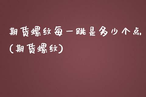 期货螺纹每一跳是多少个点(期货螺纹)_https://www.zztgc.com_黄金期货_第1张