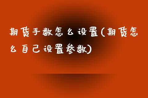 期货手数怎么设置(期货怎么自己设置参数)_https://www.zztgc.com_原油期货_第1张