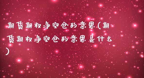 期货期权净空仓的意思(期货期权净空仓的意思是什么)_https://www.zztgc.com_期货行情_第1张