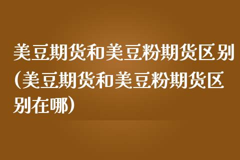美豆期货和美豆粉期货区别(美豆期货和美豆粉期货区别在哪)_https://www.zztgc.com_期货直播_第1张