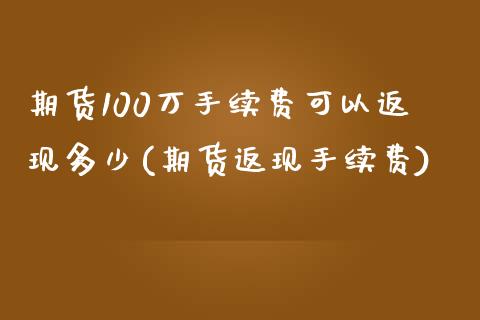 期货100万手续费可以返现多少(期货返现手续费)_https://www.zztgc.com_期货入门_第1张