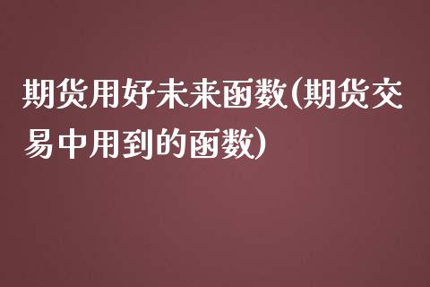 期货用好未来函数(期货交易中用到的函数)_https://www.zztgc.com_期货行情_第1张