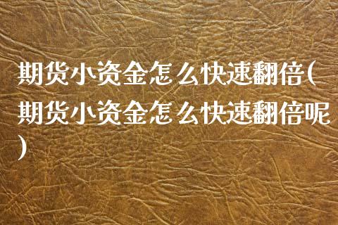 期货小资金怎么快速翻倍(期货小资金怎么快速翻倍呢)_https://www.zztgc.com_期货直播_第1张