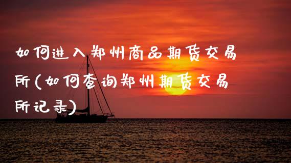 如何进入郑州商品期货交易所(如何查询郑州期货交易所记录)_https://www.zztgc.com_期货直播_第1张