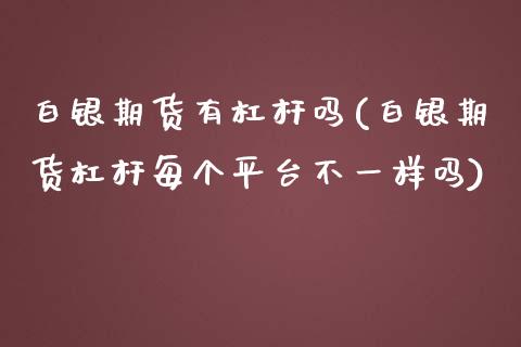 白银期货有杠杆吗(白银期货杠杆每个平台不一样吗)_https://www.zztgc.com_期货直播_第1张