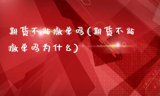 期货不能撤单吗(期货不能撤单吗为什么)_https://www.zztgc.com_黄金期货_第1张