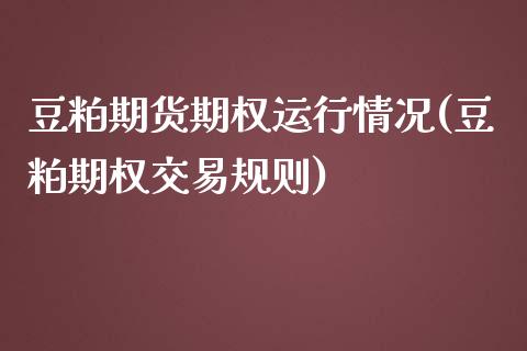 豆粕期货期权运行情况(豆粕期权交易规则)_https://www.zztgc.com_期货入门_第1张