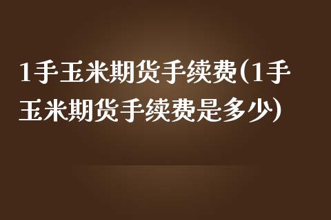 1手玉米期货手续费(1手玉米期货手续费是多少)_https://www.zztgc.com_原油期货_第1张