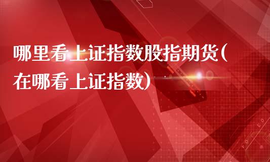 哪里看上证指数股指期货(在哪看上证指数)_https://www.zztgc.com_期货行情_第1张