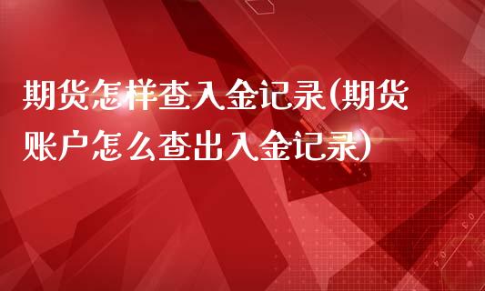 期货怎样查入金记录(期货账户怎么查出入金记录)_https://www.zztgc.com_原油期货_第1张