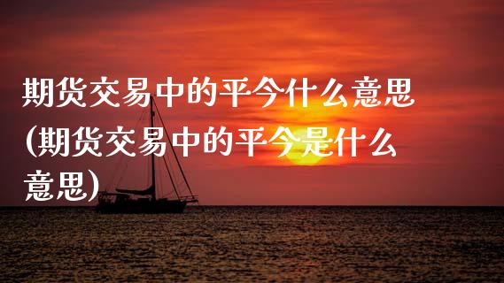 期货交易中的平今什么意思(期货交易中的平今是什么意思)_https://www.zztgc.com_黄金期货_第1张