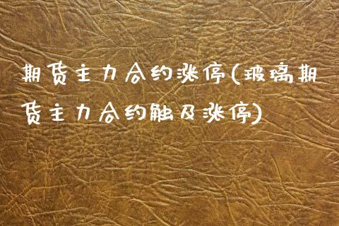 期货主力合约涨停(玻璃期货主力合约触及涨停)_https://www.zztgc.com_黄金期货_第1张