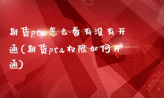 期货pta怎么看有没有开通(期货pta权限如何开通)_https://www.zztgc.com_黄金期货_第1张