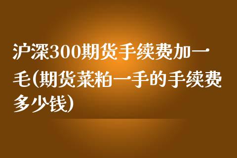 沪深300期货手续费加一毛(期货菜粕一手的手续费多少钱)_https://www.zztgc.com_期货入门_第1张