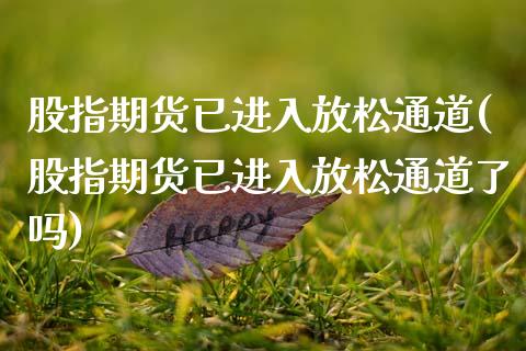 股指期货已进入放松通道(股指期货已进入放松通道了吗)_https://www.zztgc.com_期货直播_第1张