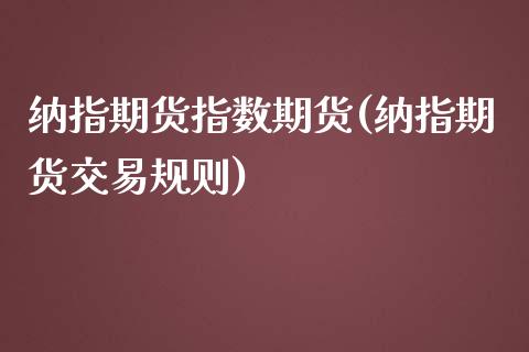 纳指期货指数期货(纳指期货交易规则)_https://www.zztgc.com_原油期货_第1张