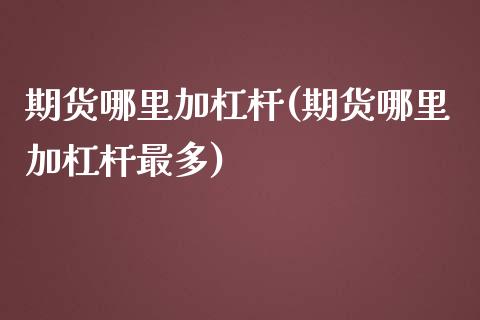 期货哪里加杠杆(期货哪里加杠杆最多)_https://www.zztgc.com_原油期货_第1张