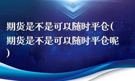 期货是不是可以随时平仓(期货是不是可以随时平仓呢)_https://www.zztgc.com_期货入门_第1张