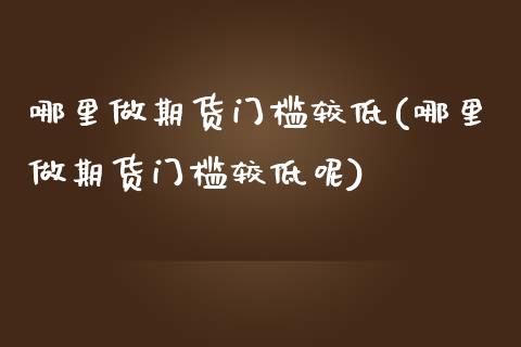 哪里做期货门槛较低(哪里做期货门槛较低呢)_https://www.zztgc.com_黄金期货_第1张