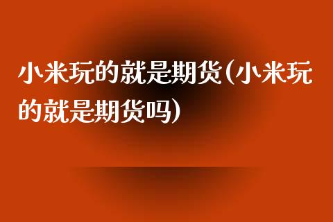 小米玩的就是期货(小米玩的就是期货吗)_https://www.zztgc.com_期货直播_第1张