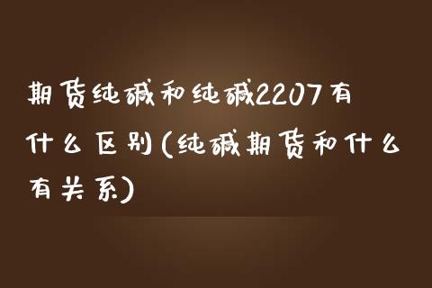 期货纯碱和纯碱2207有什么区别(纯碱期货和什么有关系)_https://www.zztgc.com_期货入门_第1张