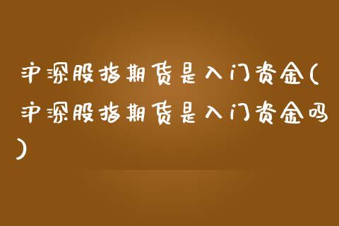 沪深股指期货是入门资金(沪深股指期货是入门资金吗)_https://www.zztgc.com_期货直播_第1张