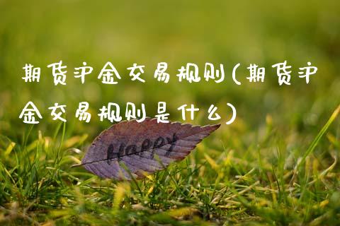 期货沪金交易规则(期货沪金交易规则是什么)_https://www.zztgc.com_原油期货_第1张