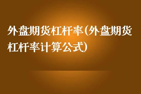 外盘期货杠杆率(外盘期货杠杆率计算公式)_https://www.zztgc.com_期货行情_第1张