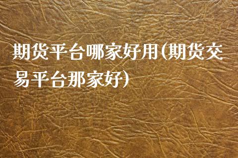 期货平台哪家好用(期货交易平台那家好)_https://www.zztgc.com_期货直播_第1张