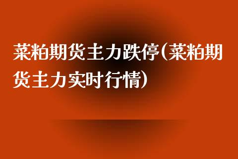 菜粕期货主力跌停(菜粕期货主力实时行情)_https://www.zztgc.com_期货直播_第1张