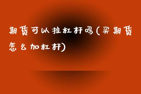 期货可以拉杠杆吗(买期货怎么加杠杆)_https://www.zztgc.com_原油期货_第1张