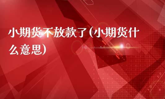 小期货不放款了(小期货什么意思)_https://www.zztgc.com_原油期货_第1张
