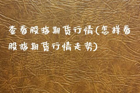 查看股指期货行情(怎样看股指期货行情走势)_https://www.zztgc.com_期货直播_第1张