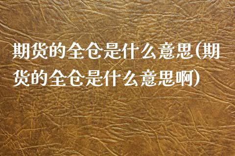 期货的全仓是什么意思(期货的全仓是什么意思啊)_https://www.zztgc.com_原油期货_第1张