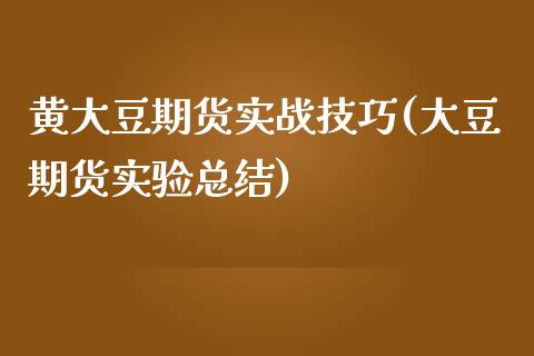 黄大豆期货实战技巧(大豆期货实验总结)_https://www.zztgc.com_原油期货_第1张