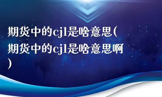 期货中的cjl是啥意思(期货中的cjl是啥意思啊)_https://www.zztgc.com_期货行情_第1张