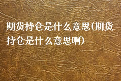 期货持仓是什么意思(期货持仓是什么意思啊)_https://www.zztgc.com_期货直播_第1张