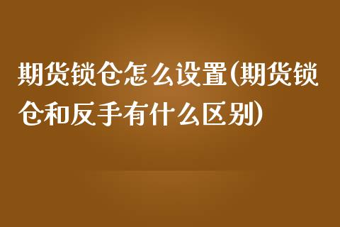 期货锁仓怎么设置(期货锁仓和反手有什么区别)_https://www.zztgc.com_期货行情_第1张